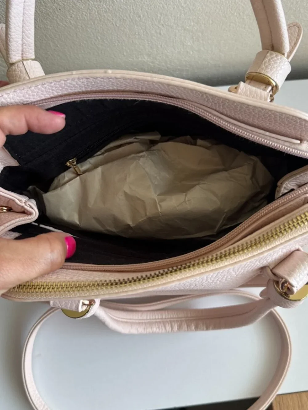 White Top Handle Satchel Crossbody Bag Gold Hardware Minimalist